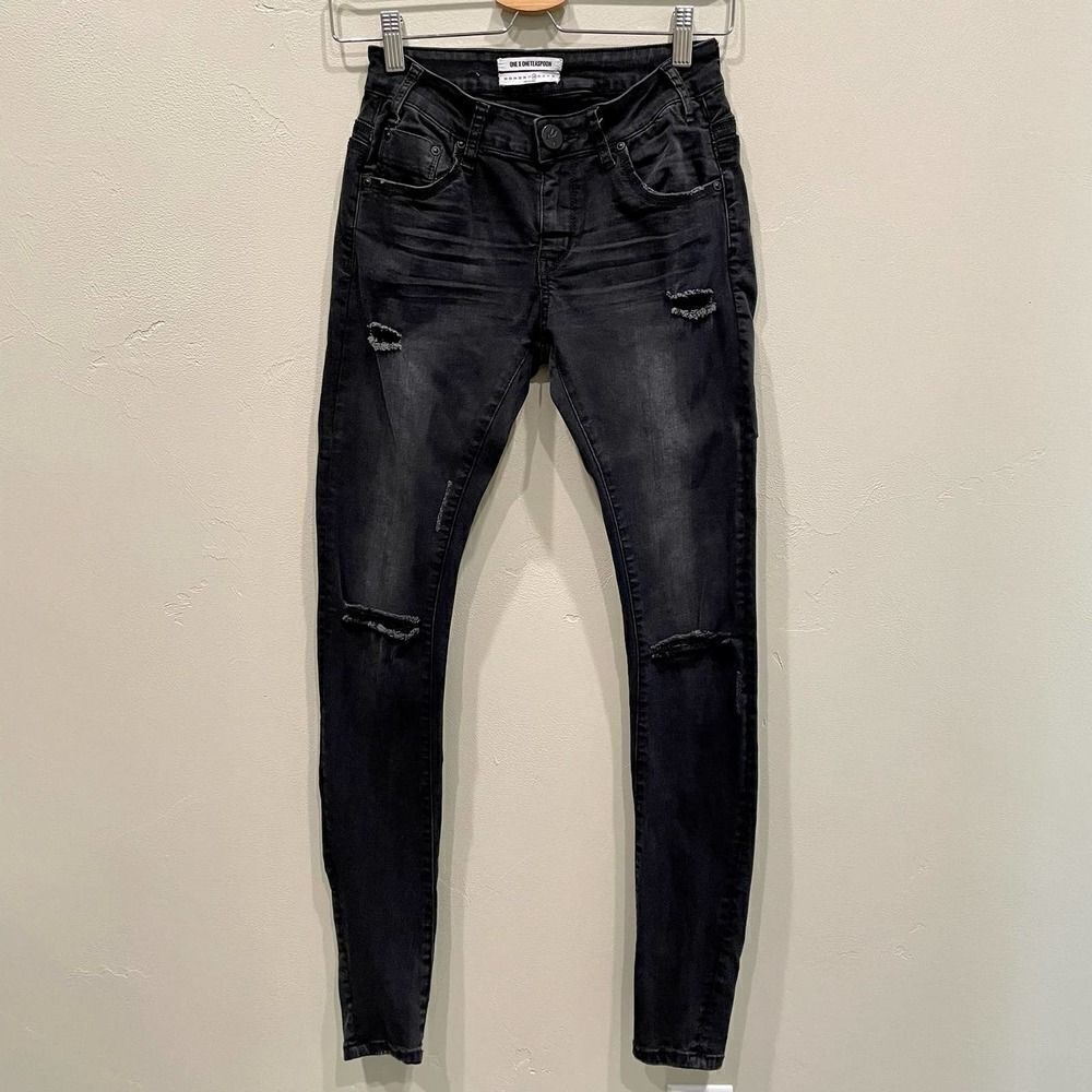 One Teaspoon Mid Waist Hoodlums Fitted Bow Leg Jeans - Size: 28